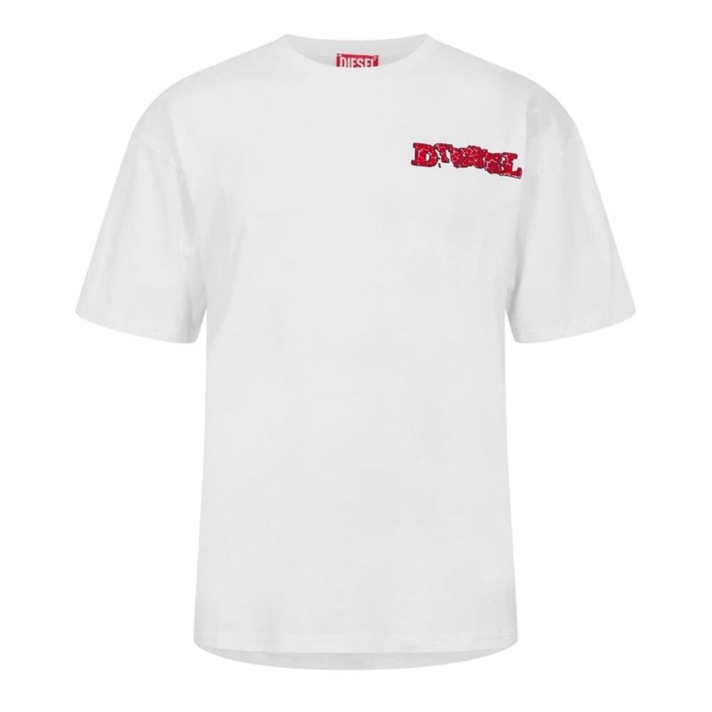 Diesel Mens Graffiti Logo Boxy T-Shirt / White